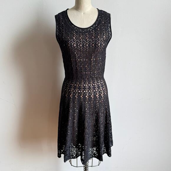 ALAÏA Black Eyelet Lace Fit-and-Flare Knee-length Dress - Picture 2 of 10